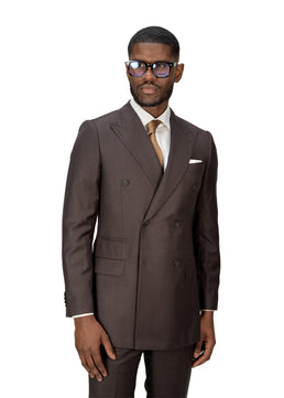 Dark Brown Checkered Tailored Fit Milano Suit