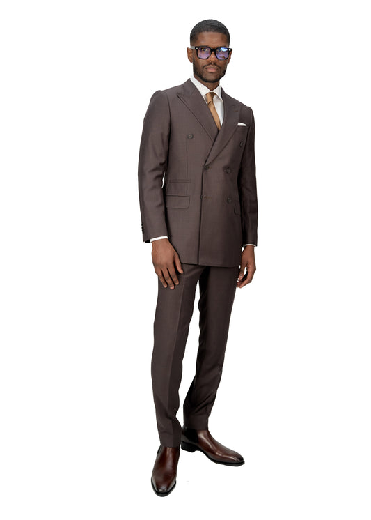 Dark Brown Checkered Tailored Fit Milano Suit