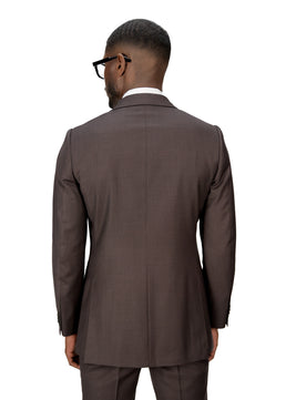 Dark Brown Checkered Tailored Fit Milano Suit